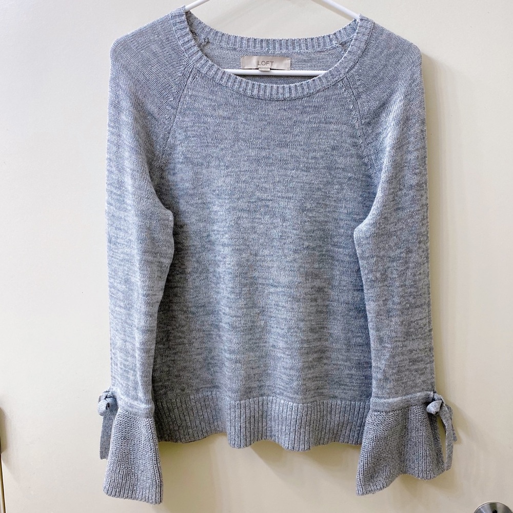 LOFT: NEW! Silver Sparkle Sweater w Bell Sleeves